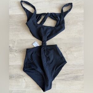 Mara Hoffman Black Tie-Front Bodysuit - XS